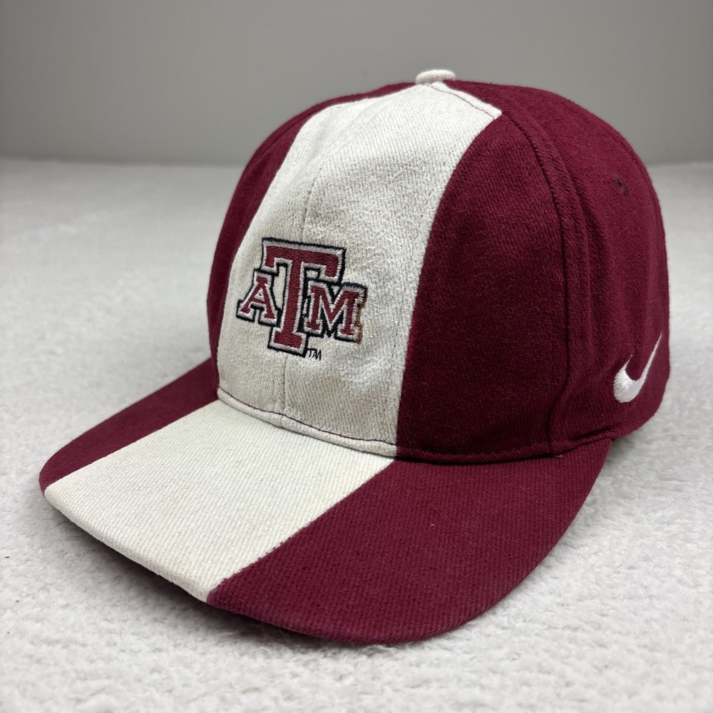 VINTAGE 90s TEXAS A&M Strapback Hat Swoosh Logo Aggies One Size Cotton Cap